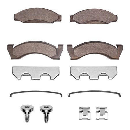 Dynamic Friction Co 5000 Advanced Brake Pads - Semi Metallic and Hardware Kit, Long Pad Wear, Front 1551-0090-01